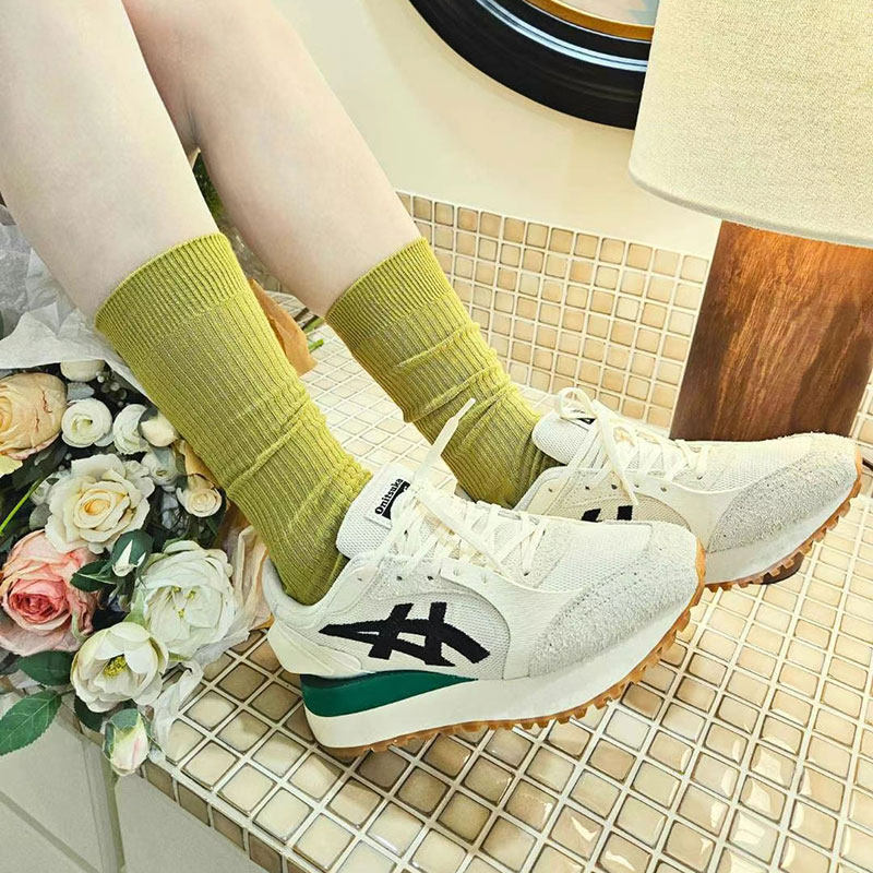 Aileen韩国东大门袜子女坑条中长筒堆堆袜吸湿简约纯色糖果色春夏