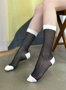 代购韩国东大门MARCA中筒袜女拼色防晒超薄微透春夏百搭潮流小众