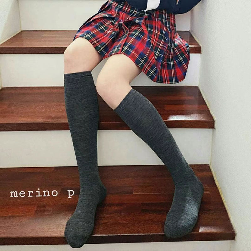 韩国东大门Aileen膝下长筒袜美丽诺羊毛小腿袜常规厚堆堆袜女百搭
