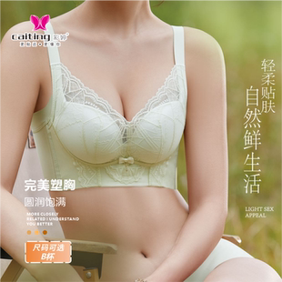 彩婷B杯内衣女轻简蜜桃胸蕾丝文胸加宽侧比收副乳聚拢胸罩