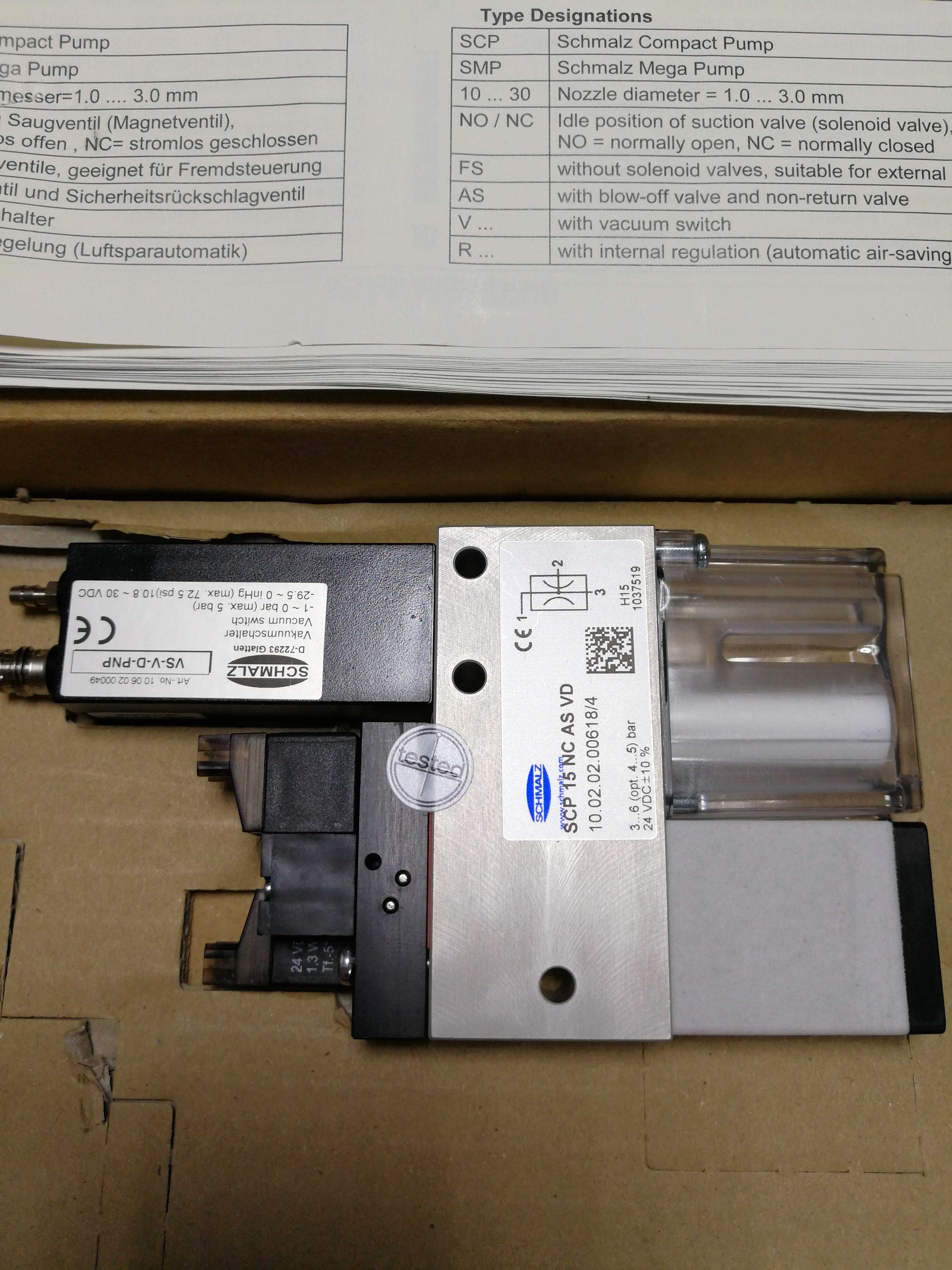 全新原装施迈茨真空发生器 scp 15 nc as ve