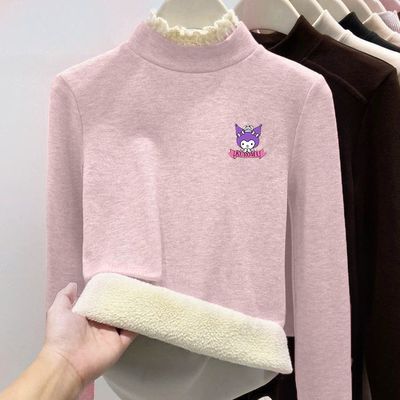 中大童花边高领保暖上衣秋冬打底