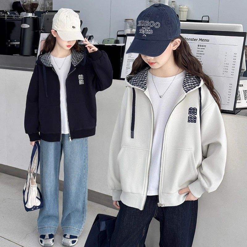 女童夹棉外套秋冬装洋气儿童开衫