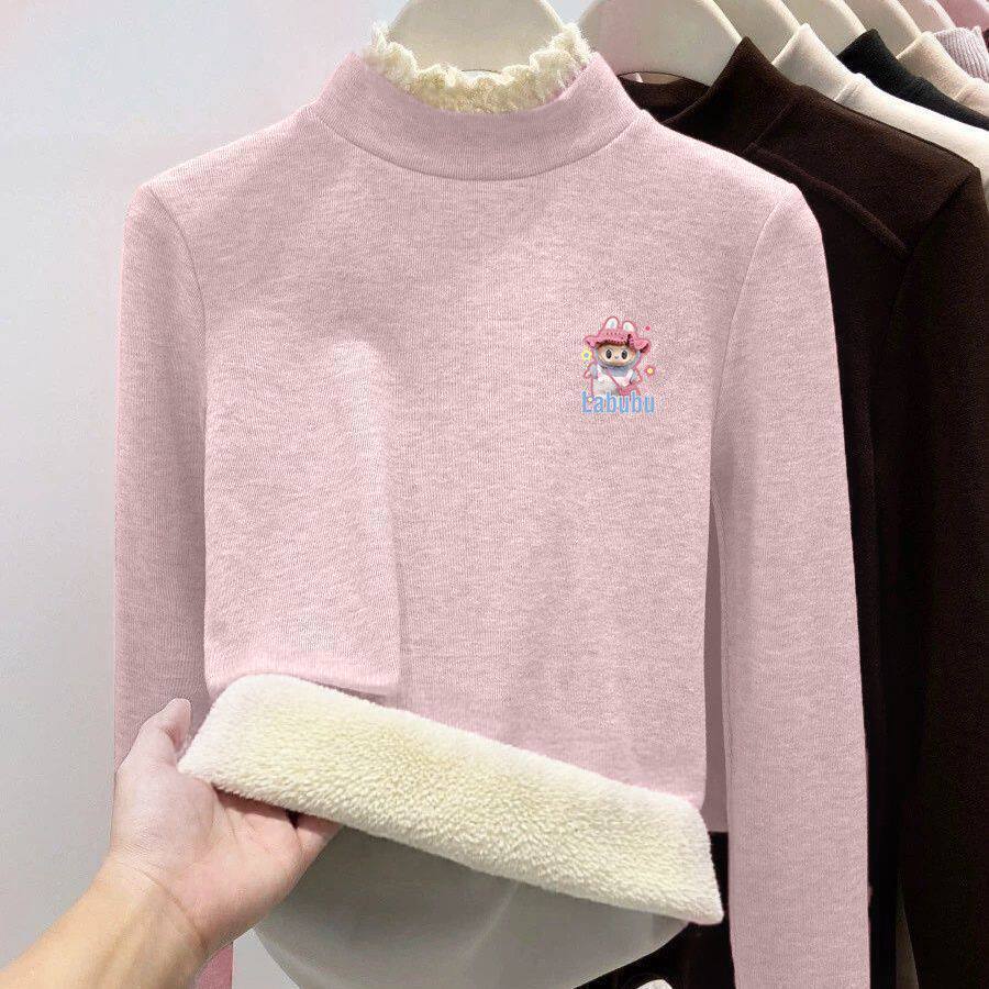 拉布布中大童花边半高领德绒保暖女童冬季打底加绒加厚一体绒T恤,童装/婴儿装/亲子装,保暖上装,淘宝优惠券,粉丝福利购,淘宝优惠卷