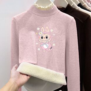 女童保暖上衣内衣儿童加绒加厚单件秋衣贴身一体绒冬季德绒打底衫