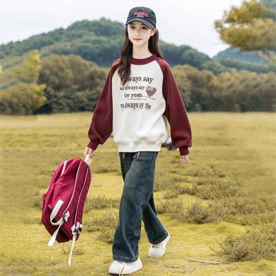 女童加绒加厚中大童冬季卫衣