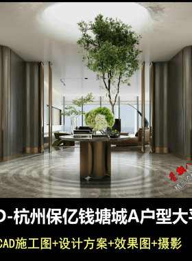 c960CCD杭州保亿钱塘城样板间设计方案CAD施工图效果图实景照片