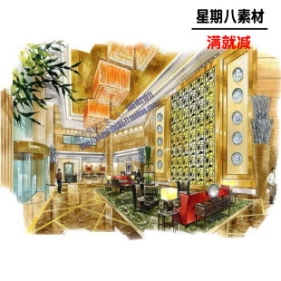 CCD 郑中 天津莱佛士酒店 CAD 施工图纸 含高清手绘大图