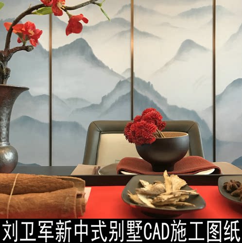 c138刘卫军设计新中式别墅样板房CAD施工图纸高清图片室内设计