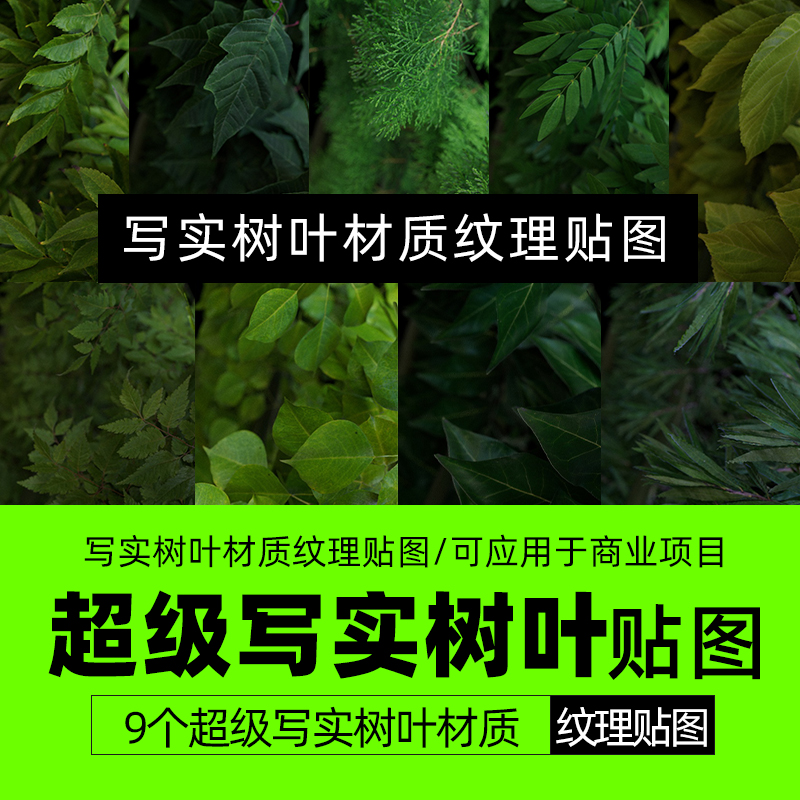 9个C4D超级写实树叶材质纹理贴图