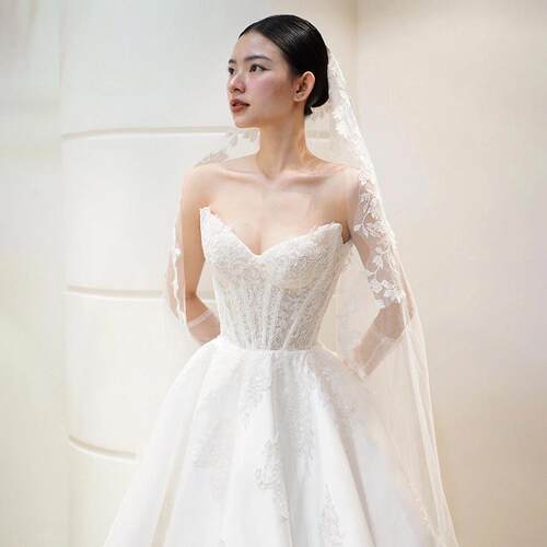 花朵超仙森系3D订婚礼服裙