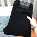 秋季百搭黑色宽松直筒牛仔裤男大码男装九分纯黑商务休闲长裤冬季