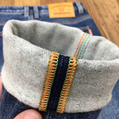 加绒牛仔裤男款2025新款抓绒保暖修身小直筒磨毛九分裤冬季加厚款