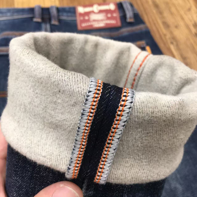 御寒保暖加绒牛仔裤男款美式高端修身小直筒磨毛九分裤冬季加厚款