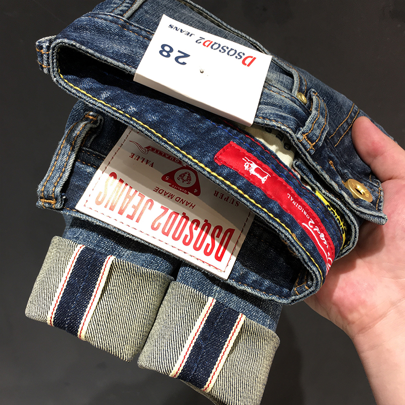 赤耳丹宁牛仔裤男九分裤高端红边布弹力修身小直筒长裤夏季薄款