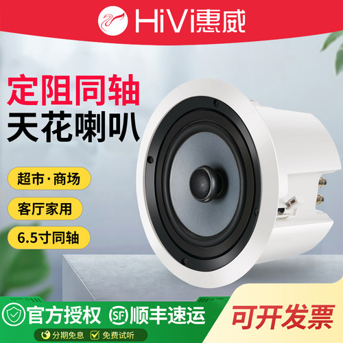 Hivi惠威定阻同轴吸顶喇叭天花
