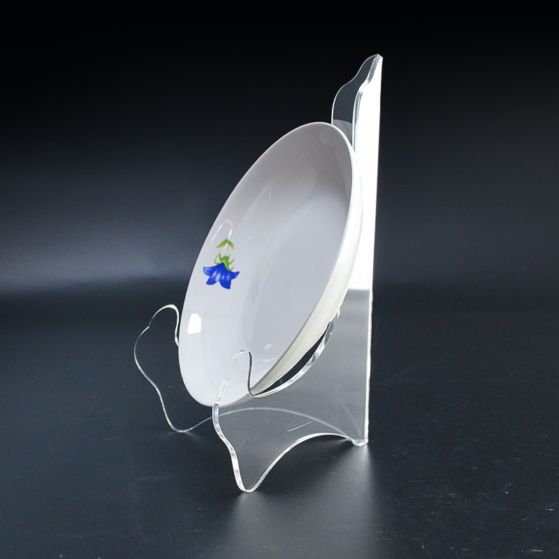 盘子展示架瓷器盘碟茶饼茶盘支架透明亚克力一体热弯博物馆陈列架