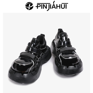 PJH 原创米奇头松糕厚底鞋甜酷魔术贴辣妹跳舞港潮矮子乐男女同款