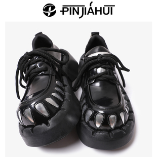 潮鞋 鞋 百搭个性 拼色增高厚底大头鞋 女 PJH 潮流英伦风德比鞋 男人