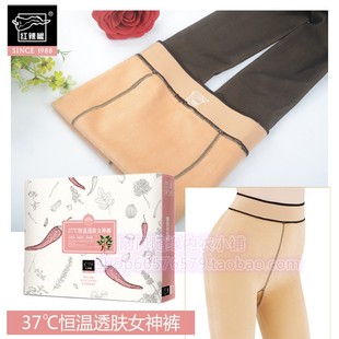 8179性感薄绒微压无痕U型裆透肤假透肉踩脚连裤 红辣椒9109 袜 包邮