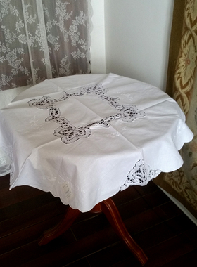 [2017.5月新]出口英国手工蕾丝绣花相拼纯棉桌布
