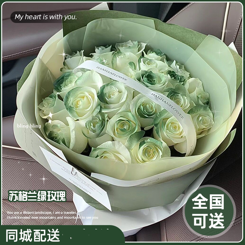 七夕情人节苏格兰绿玫瑰全国鲜花鲜花速递(同城)