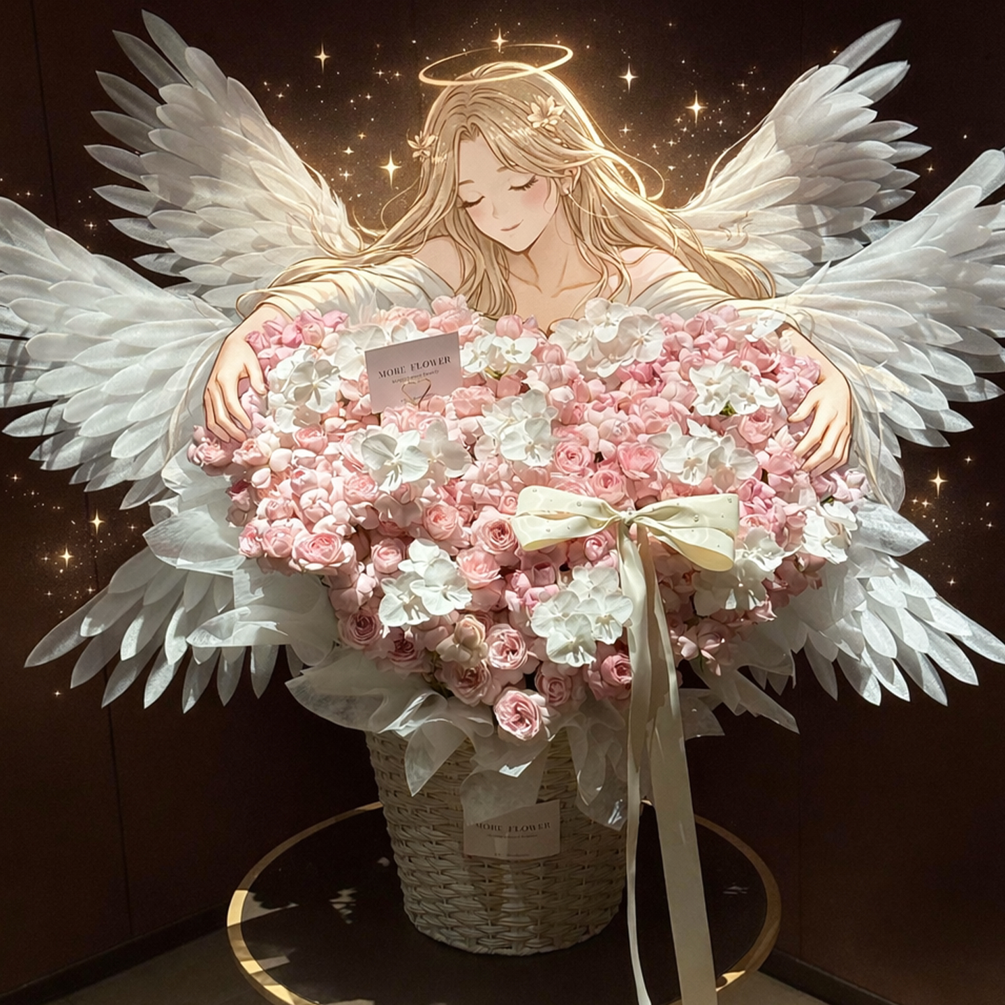天使之翼抱抱桶花束仙子之吻鲜花同城速递配送全国上海女友礼物