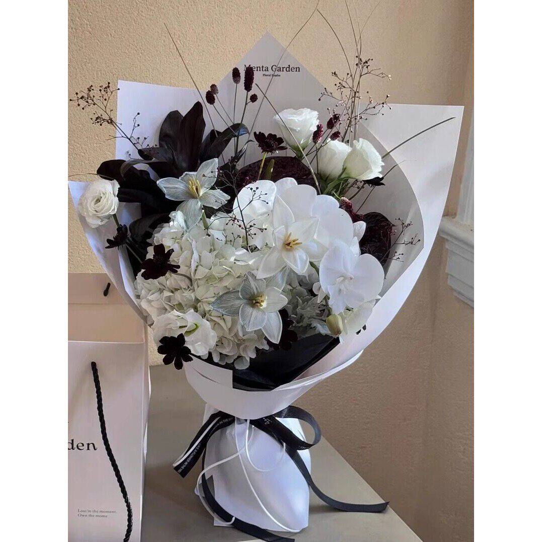 高级小众郁金香蝴蝶兰混搭花束同城速递配送女友生日广州上海北京