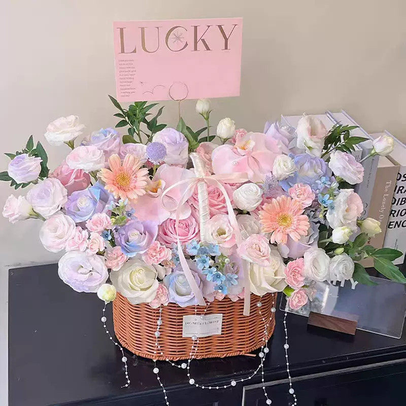 探望病人康乃馨混搭手提花篮鲜花同城配送女友妈妈长辈生日礼物