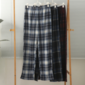 子大码 裤 保暖秋冬 睡裤 外贸男薄绒摇粒绒抓绒高腰格子家居裤