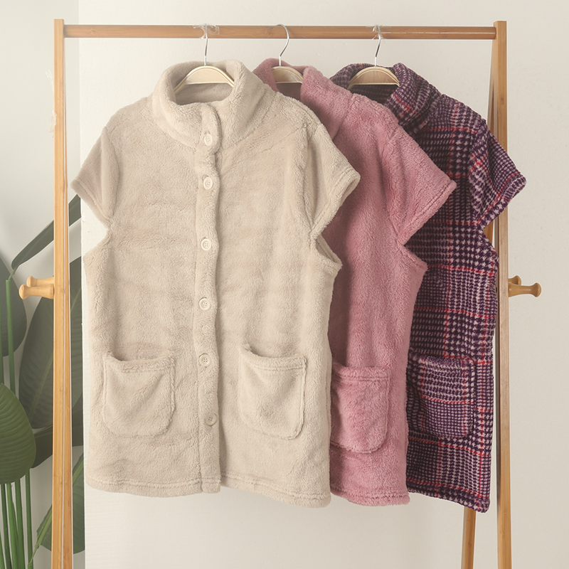 女加厚珊瑚绒坎肩家居服上衣冬
