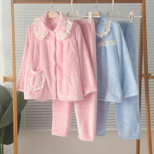 女孩加厚珊瑚绒睡衣保暖冬