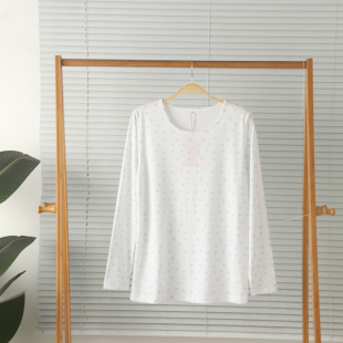 透气 家居服睡衣上衣春夏大码 特价 外贸女纯棉丝光棉圆领长袖