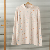 特价 外贸女宝宝绒薄绒超柔半高领护颈长袖 家居服睡衣上衣保暖冬