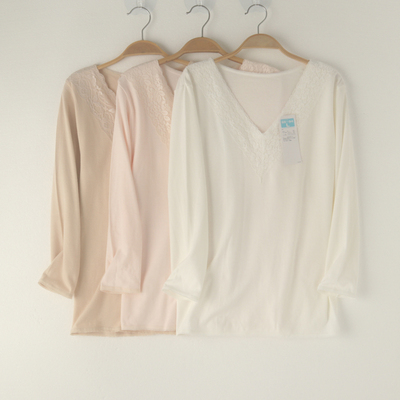 女士纯棉长袖打底衫睡衣单上衣