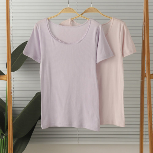 女纯棉薄款圆领短袖家居服睡衣夏