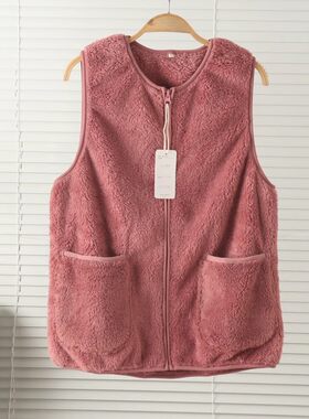 女加厚珊瑚绒无袖坎肩家居服冬