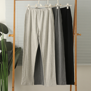 外贸女针织纯棉高腰带口袋家居裤睡裤裤子长裤春秋全棉大码