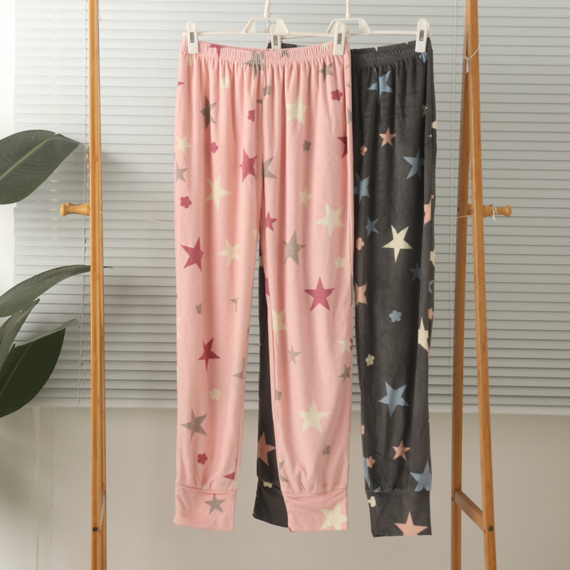 女薄绒宝宝绒高腰家居裤睡裤秋冬
