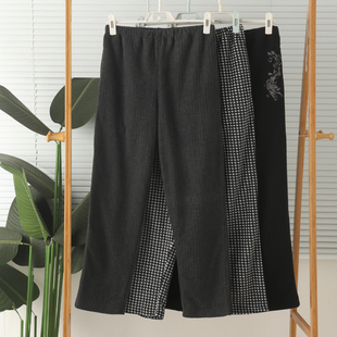 外贸女摇粒绒薄绒抓绒高腰带口袋家居裤睡裤裤子长裤小个子春