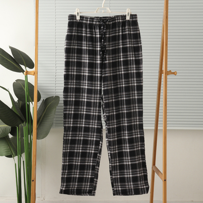 男纯棉磨毛家居裤睡裤春秋大码