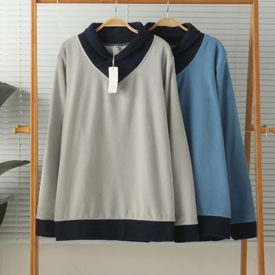 男摇粒绒抓绒长袖家居服睡衣上衣