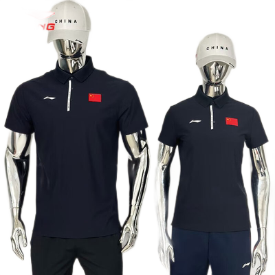 李宁POLO衫国旗服短袖翻领速干