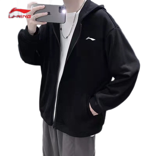 李宁外套男女款连帽卫衣2026春秋新款棉质宽松防风夹克上衣运动服