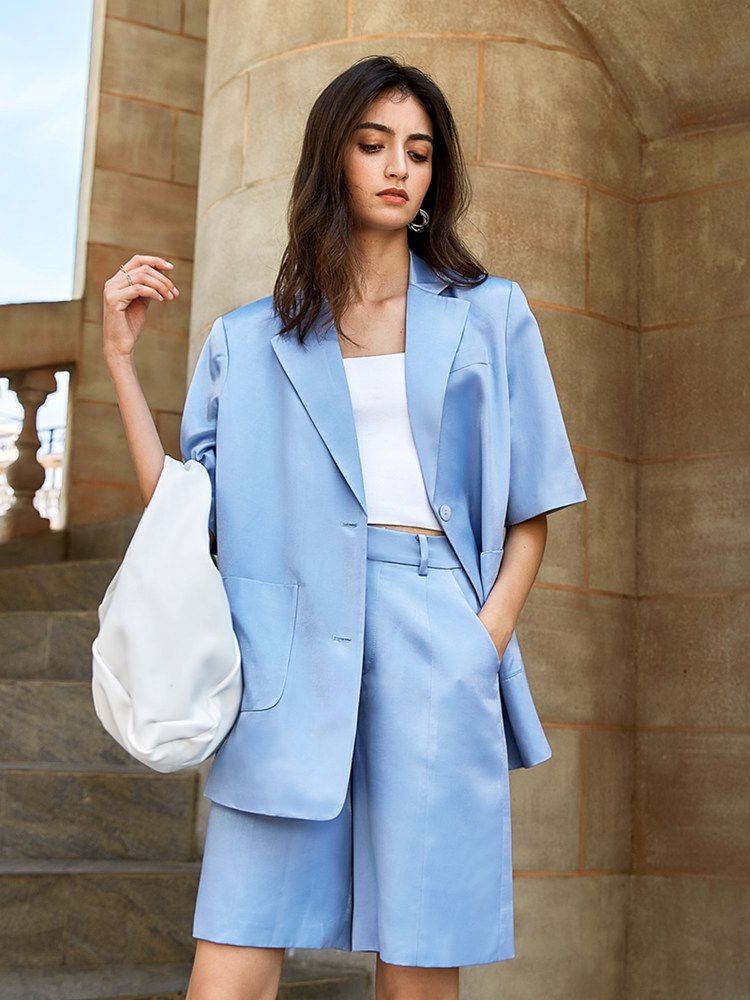 SUIT SUIT WOMENS FASHION LOOSE DRAPE SUIT CASUAL SHORTS TWO-PIECE THIN SET
