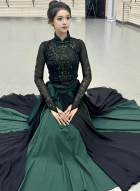 新款蒙古族舞蹈演出服装女成人艺考大摆裙练习长裙民族半身裙套装