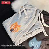 Moom&Sun黑猫 加绒长裤 男冬季 悦游 猫咪宽松束脚加绒休闲裤