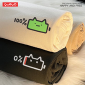 电量猫头 2025情侣夏季 纯棉宽松情侣短袖 悦游 T恤原创潮流情侣装