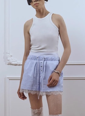 PROFILLZERO 蕾丝边短裤蓝色 24-prefall-profi11zero