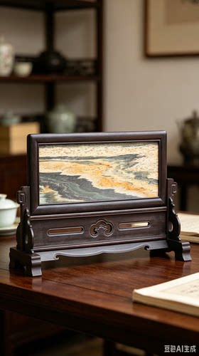 天然大理石画家居礼品收藏插屏